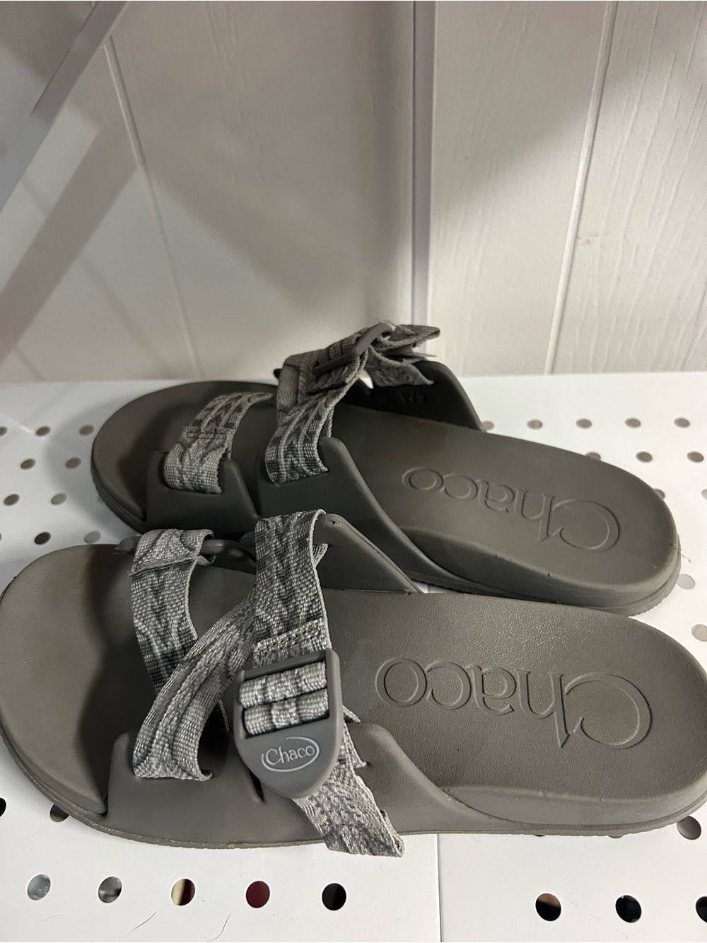 Chaco Gray Patterned Strap Slide Sandals - Picture 2 of 3